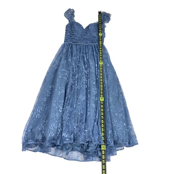 Mori Lee Madeline Gardner Women's Off Shoulder Lace Dress Size 12 Blue Bridal - Picture 16 of 16